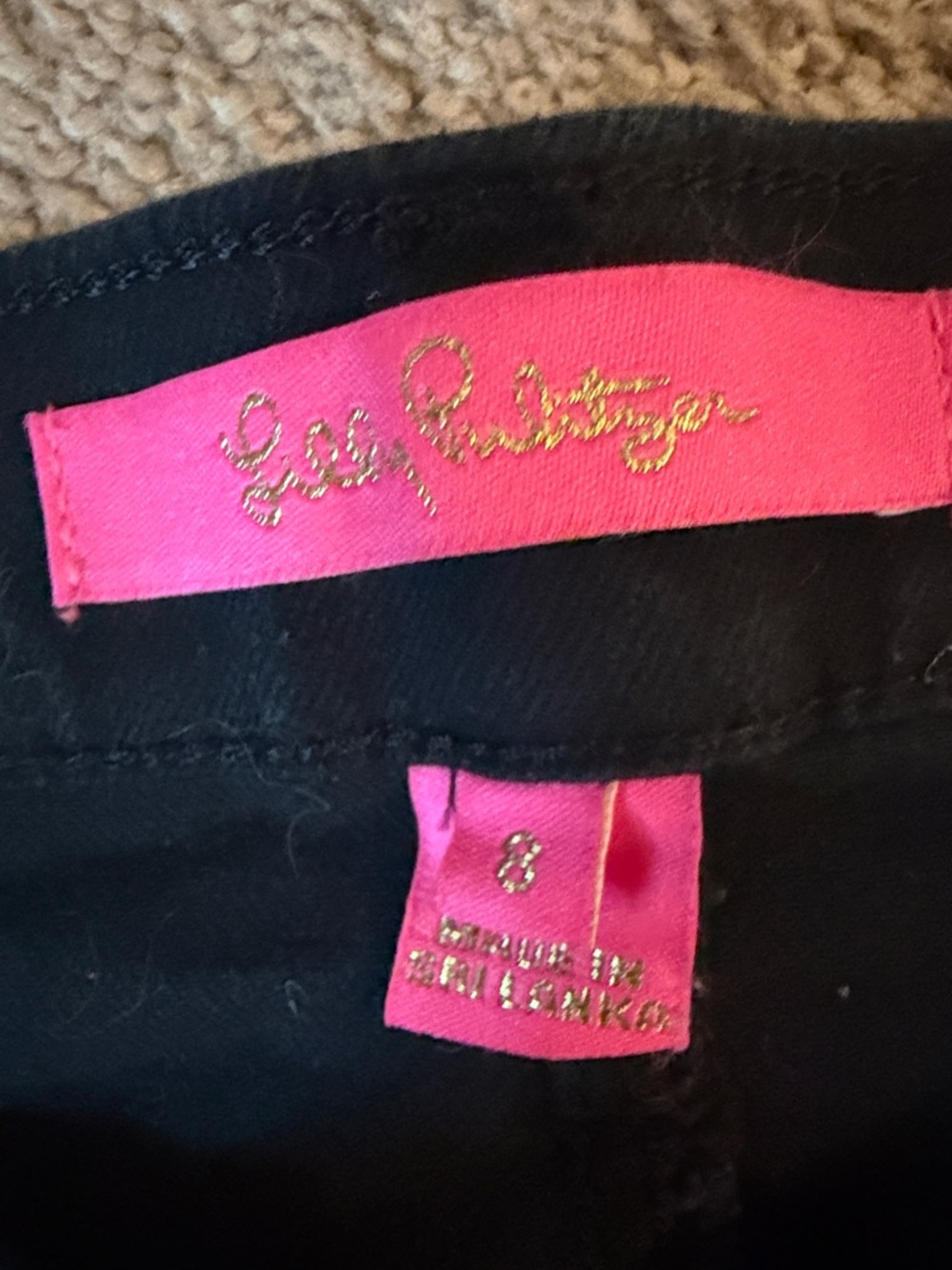Lilly Pulitzer Black jeans with design on side leg